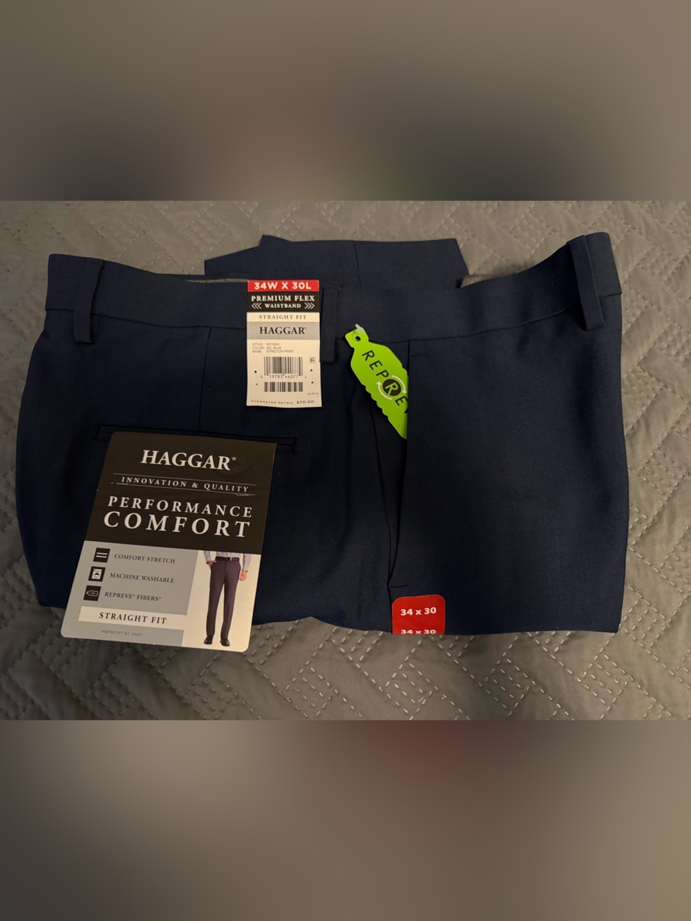 Haggar Navy Blue Performance Dress Pants